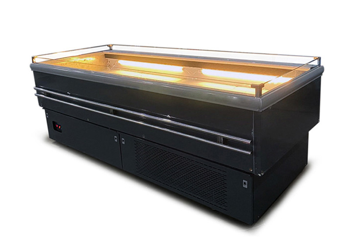 Flat Top Open Supermarket Island Freezer Commercial Meat Display Fridge With LED