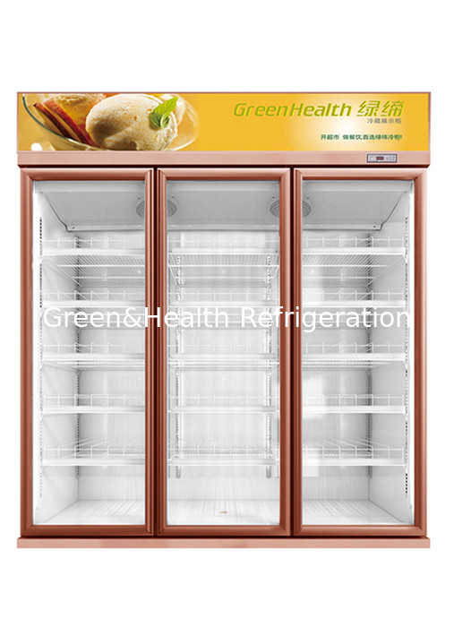 Triple Glass Door Commercial Beverage Cooler Upright Visible Refrigerator For Drinks