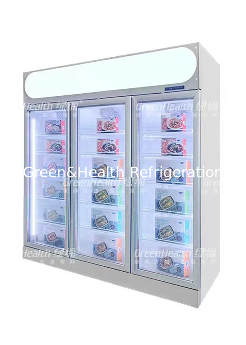 Minus 22 Degrees Upright Glass Door Freezer  Display Fridge In Supermarket