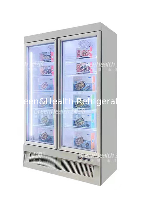 Minus 22 Degrees Upright Glass Door Freezer  Display Fridge In Supermarket