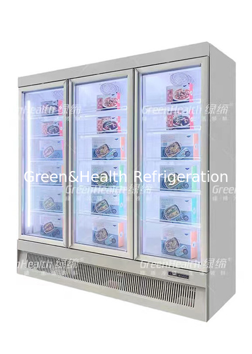 Minus 22 Degrees Upright Glass Door Freezer  Display Fridge In Supermarket