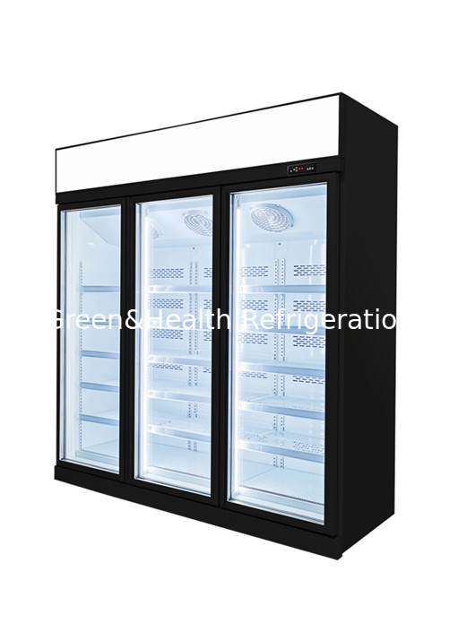 Vertical Triple Door Heated Hyper Market Glass Display Freezer 220V 1450L