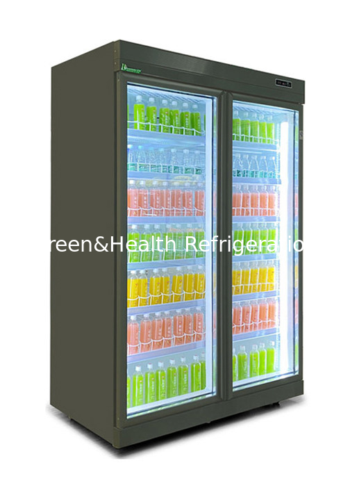 1800W Commercial Beverage Cooler Glass Vitrine Drinks Upright Showcase For Retail Store