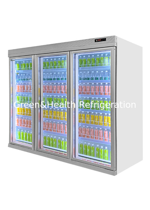 1800W Commercial Beverage Cooler Glass Vitrine Drinks Upright Showcase For Retail Store
