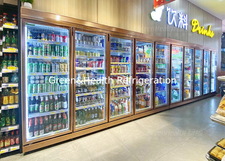 R22a Air Cooling Vertical Front Glass Door Cooler High Capacity For Drinks