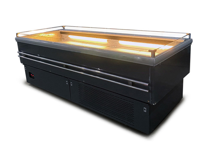 Square Open Type Supermarket Island Freezer Store Vegetable Fruit Display Case 700L