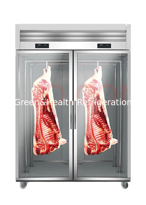 Hot Sale Glass Door Vertical Beef Showcase Meat Hanging Fridge