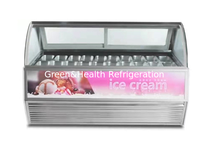 Curved Glass Arc Gelato Display Freezer With 10 12 14 16 18 Flavor Pans
