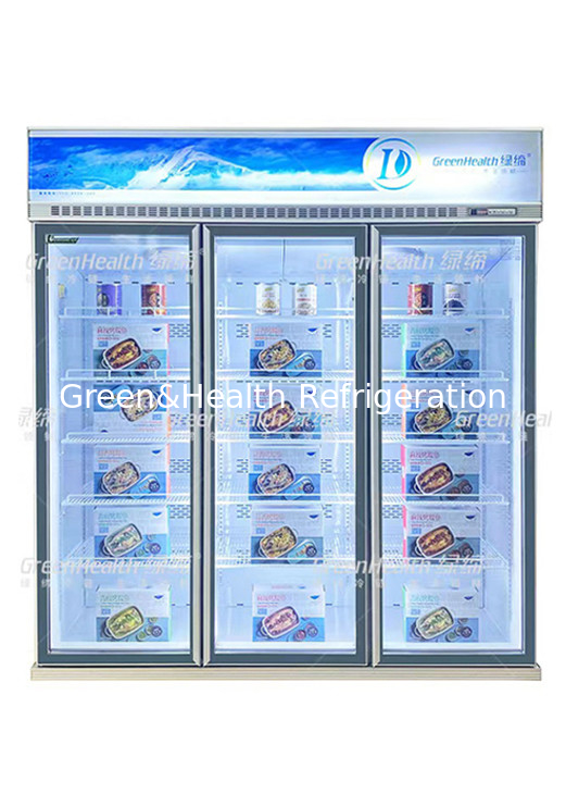 LED Light Commercial Upright Freezer Glass Door With Cubigel Compressor