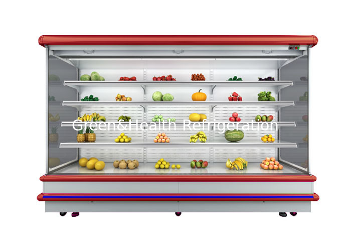 Air Curtain Remote Upright Multideck Open Chiller Refrigerator For Supermarket
