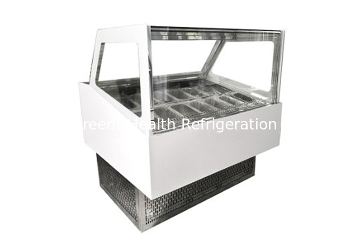 Square Type 16 Pans Ice Cream Display Freezer With Sliding Glass Door