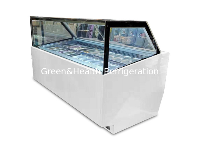 Square Type 16 Pans Ice Cream Display Freezer With Sliding Glass Door