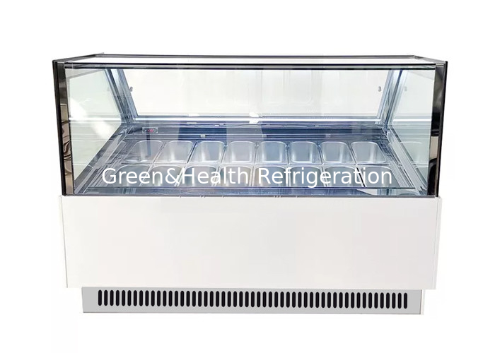 Square Type 16 Pans Ice Cream Display Freezer With Sliding Glass Door