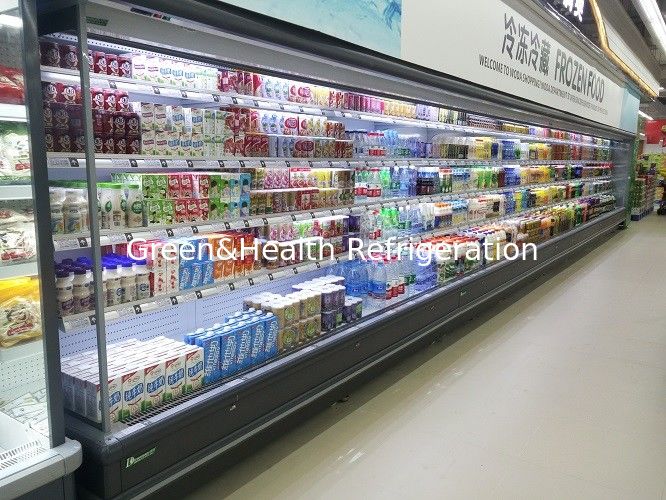 Air Cooler Type Multideck Open Chiller For Beverage Vegetable / Commercial Display Refrigerator