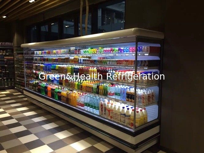 Air Cooler Type Multideck Open Chiller For Beverage Vegetable / Commercial Display Refrigerator