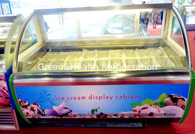 Gelato Shop Commercial Ice Cream Display Freezer With Customized Pans