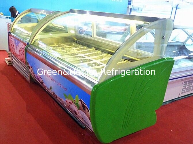 Low Noise 10 Pans Gelato Ice Cream Display Fridge With Stainless Steel Material