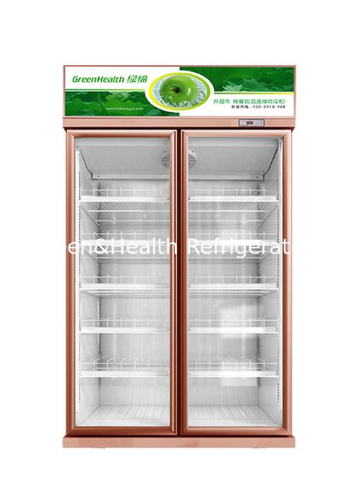 R290 Beverage Display Cooler Vertical Glass Door Fridge Champagne Color