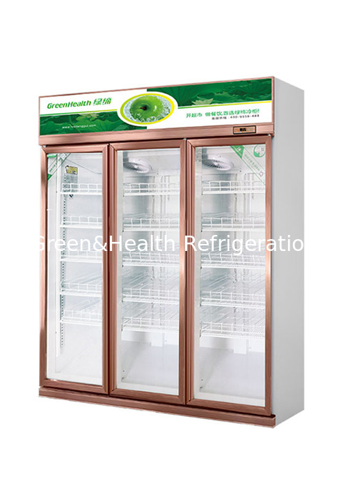 R290 Beverage Display Cooler Vertical Glass Door Fridge Champagne Color