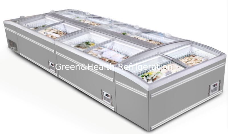 Fan Cooling Supermarket Island Freezer With Famous Brand / Commercial Meat Display Refrigerator