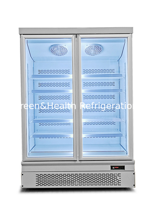 Upright 2 Glass Door Freezer Fan Cooling Restaurant Fridge Freezing Food / Seafood 953L