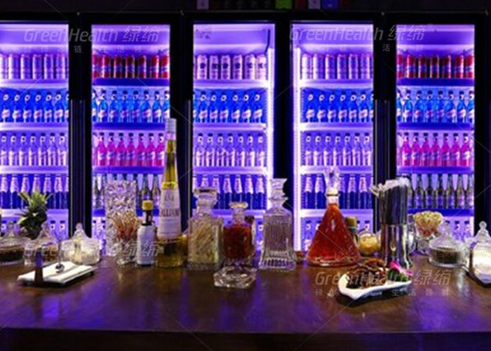 3 Doors Beverage Display Cooler Tricolor LED Light Vertical Dazzle Black Drink Chiller
