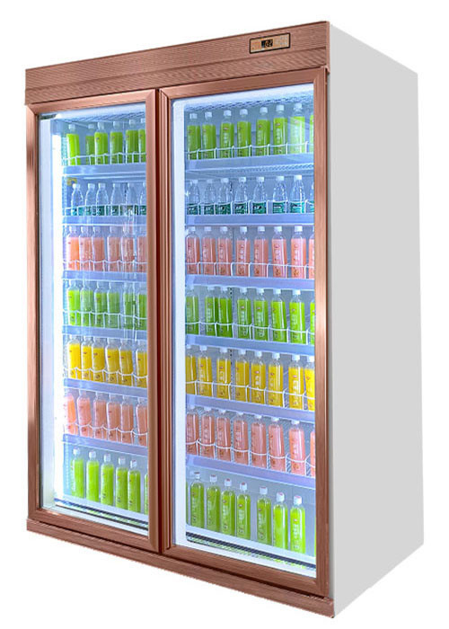 1463L Commercial Display Freezer Supermarket Equipment 2 Glass Door For Drink Deli