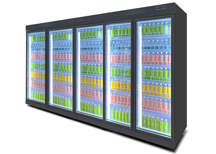 1463L Commercial Display Freezer Supermarket Equipment 2 Glass Door For Drink Deli