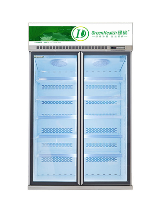 R290 2 Glass Door Upright Display Fridge Refrigerator Energy Save Inverter Compressor