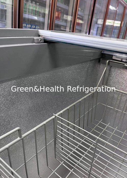 Supermarket Chicken Island Display Freezer Sliding Door Deep Refrigerator Equipment