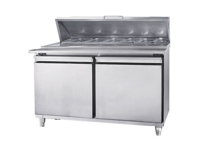 Double Temperature Commercial Kitchen Equipment 2 Doors Chiller SS 1.5m For Hotel Kitchen