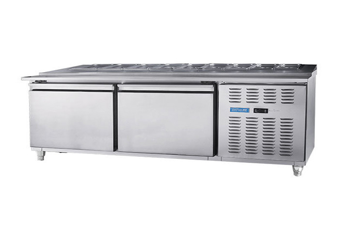 Double Temperature Commercial Kitchen Equipment 2 Doors Chiller SS 1.5m For Hotel Kitchen