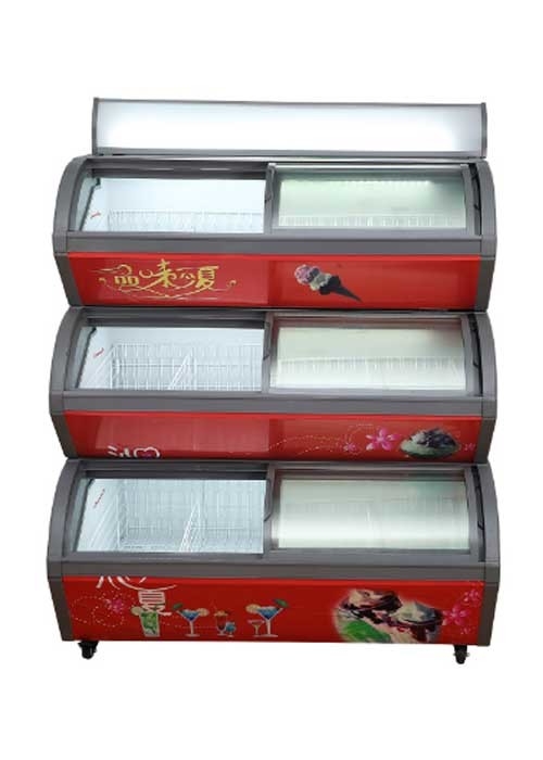 R290 Oval Shape 3 Deck Ice Cream Freezer For Ice Cream Pod Fridge Refrigerated Display