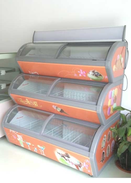 R290 Oval Shape 3 Deck Ice Cream Freezer For Ice Cream Pod Fridge Refrigerated Display