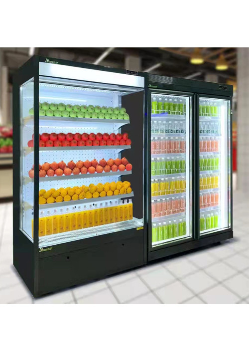 Supermarket Open Chiller Refrigerated Vegetable Display Rack Refrigerated Showcases Counter Top