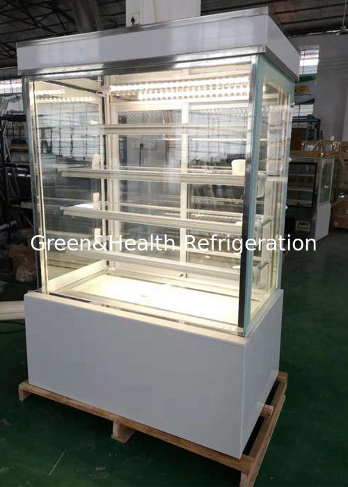 Commercial 4 Feet Square Glass Cake Display Chiller with Dynamic Cooling and Four-Sided Glass for Energy Saving