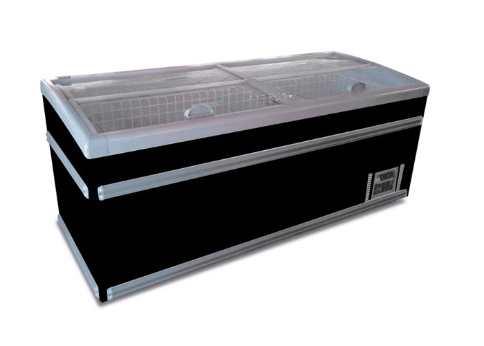 Commercial Supermarket Display Island Chest Freezer Showcase Refrigeration With Glass Door