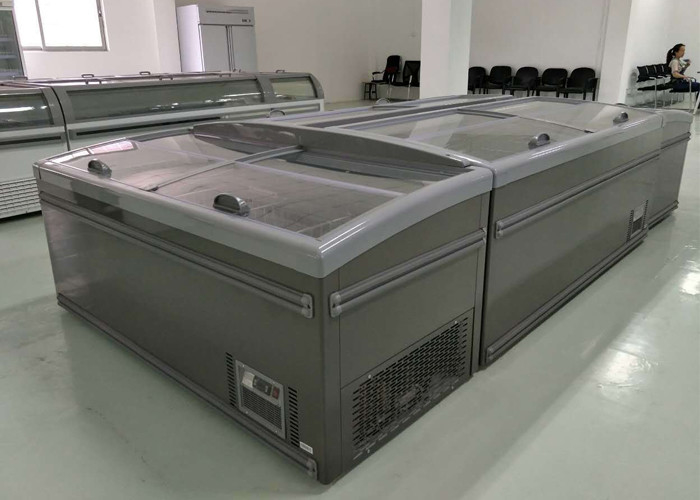 Commercial Supermarket Display Island Chest Freezer Showcase Refrigeration With Glass Door