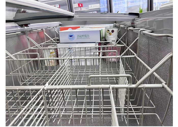Commercial Supermarket Display Island Chest Freezer Showcase Refrigeration With Glass Door