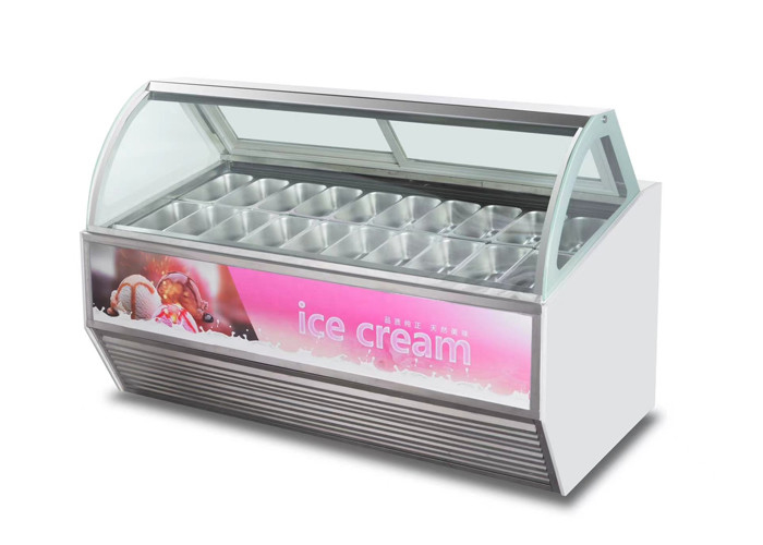 White Color Gelato Patisserie Ice Cream Display Freezer 16 18 Pans