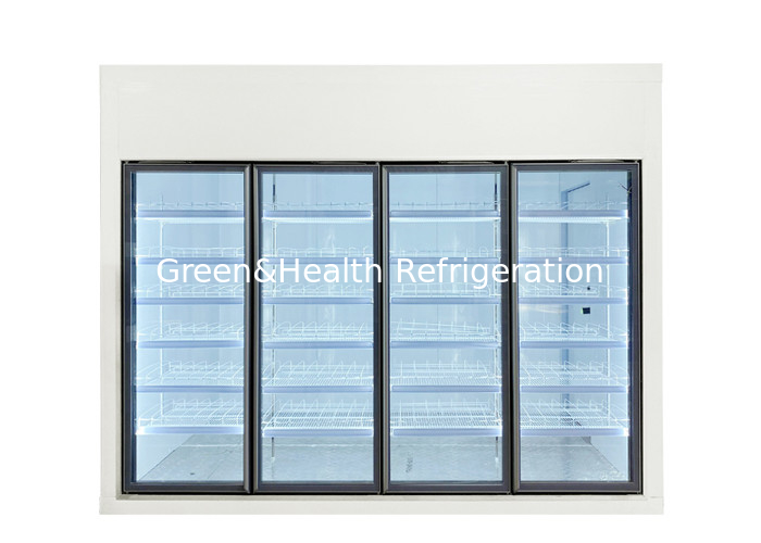 8500L Walk In Cooler Blast Freezer Supermarket Refrigeration With Glass Door