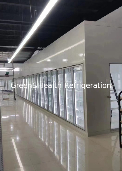 8500L Walk In Cooler Blast Freezer Supermarket Refrigeration With Glass Door