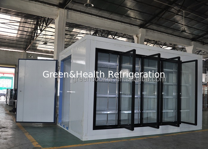 Supermarket Refrigeration Cold Storage Room With Glass Door 8500L Walk In Cooler Blast Freezer