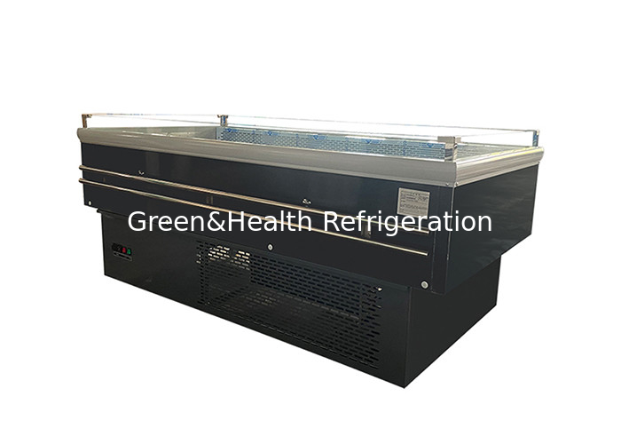 Static Cooling Supermarket Island Freezer Square Glass Door Fruits And Vegetables  Refrigerator