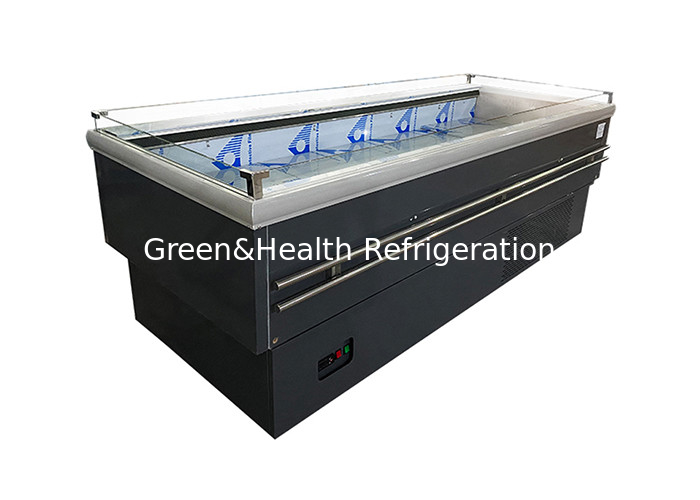 Static Cooling Supermarket Island Freezer Square Glass Door Fruits And Vegetables  Refrigerator