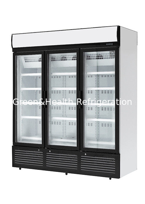 Commercial Black Stainless Steel And Glass Sliding Door Fridge For Beverage