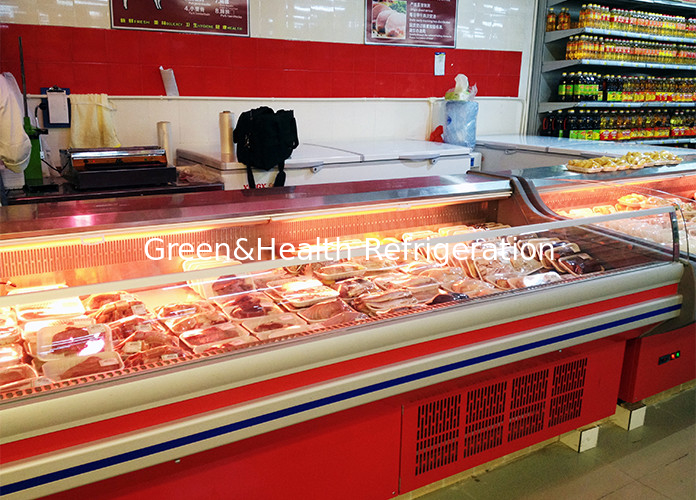 Hypermarket Refrigeration Open Type Counter 2.5M Fresh Meat Display Freezer