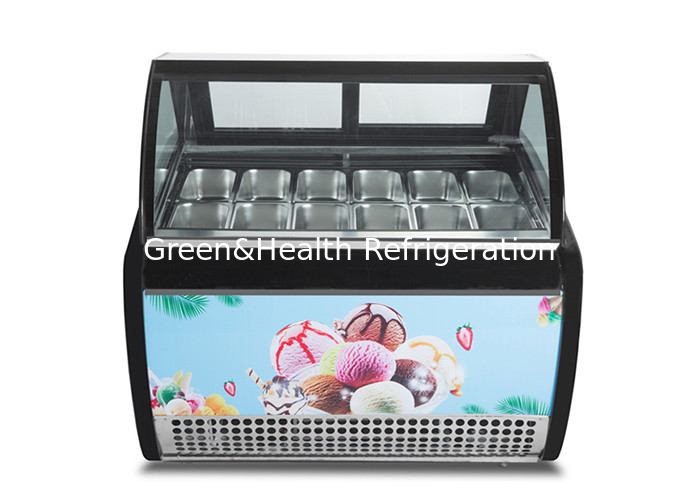Supermarket 3 Layers Ice Cream Freezer Inner LED Glass Door Display Freezer