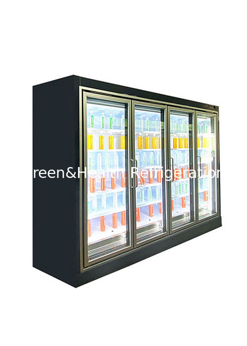 Remote Plug-In Multideck Open Beverage Display Chiller with R404A Refrigerant and Double Air Curtain for 2~8°C Commercial Refrigeration