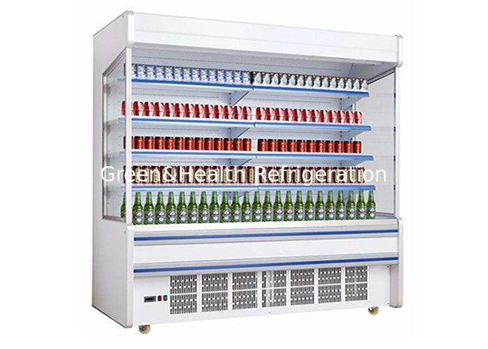 Stainless Steel Multideck Open Chiller with Energy-Saving Night Curtain and Automatic Smart Defrost for Supermarkets